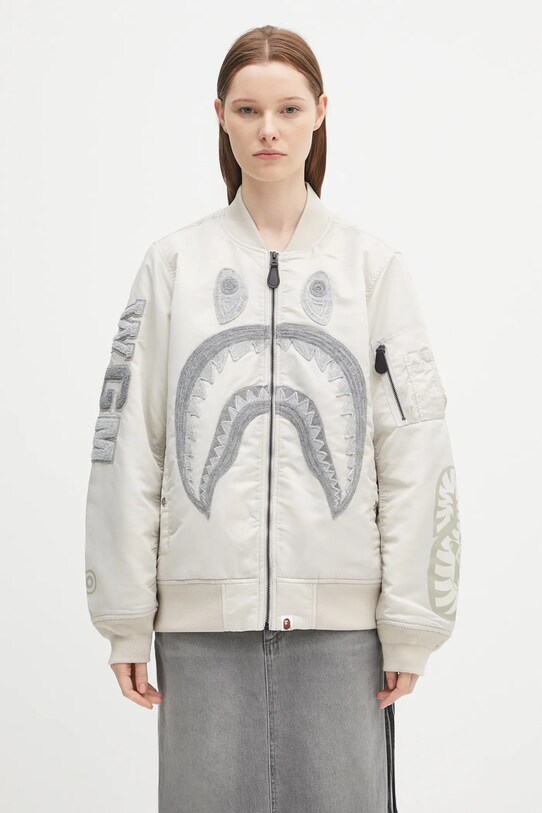 Bomber jakna A Bathing Ape Shark nylon twill 1K80241005 siva SS25