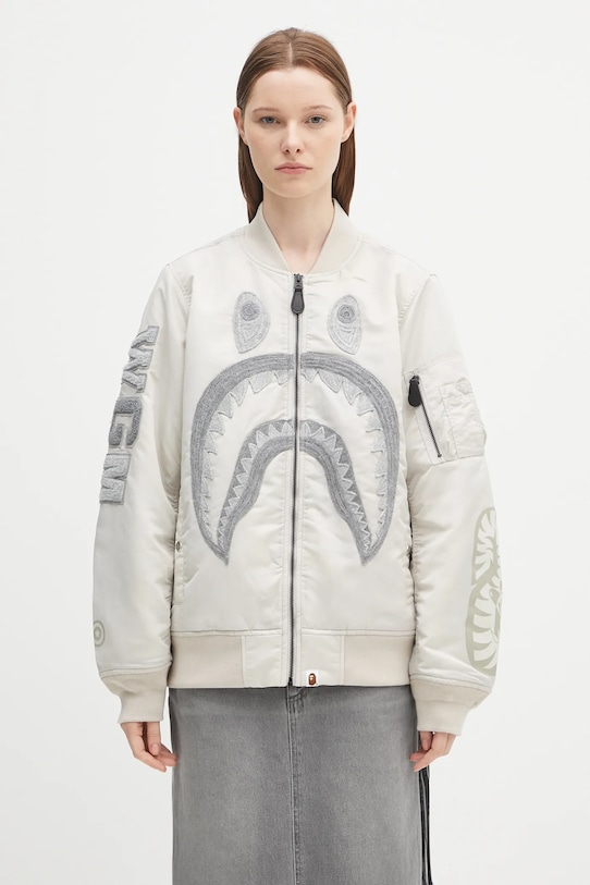 A Bathing Ape geacă bomber Shark nylon twill 1K80241005 gri SS25
