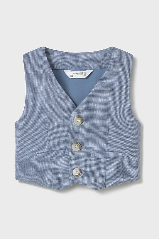 Дитяча безрукавка з домішкою льону Mayoral Newborn тканина блакитний 1394.1K.Newborn.PPYH