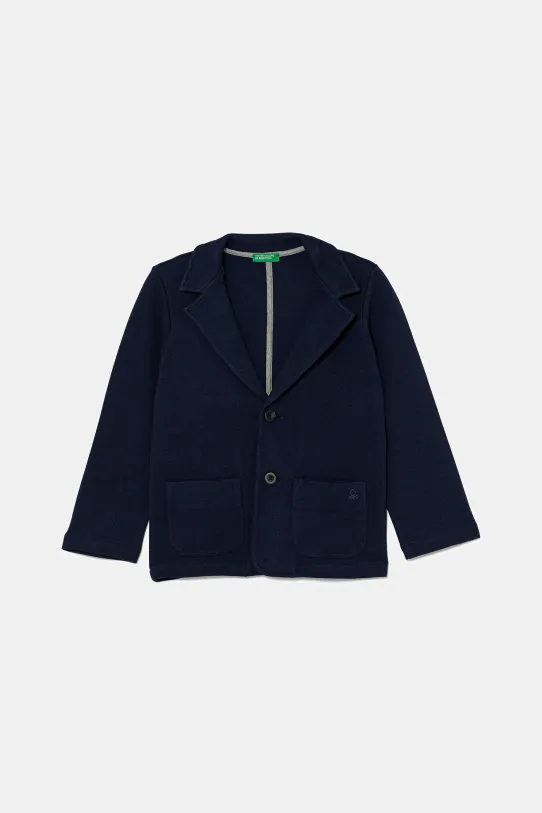 Детский хлопковый пиджак United Colors of Benetton трикотаж тёмно-синий 3KWYG600F.P.Seasonal