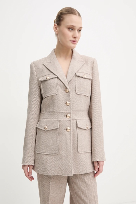 Bruuns Bazaar płaszcz z domieszką wełny bez kaptura beżowy BBW4290