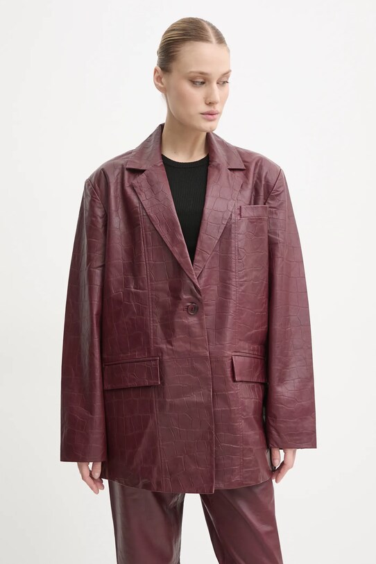 Gestuz sacou de piele cu captuseala rosu 10909797