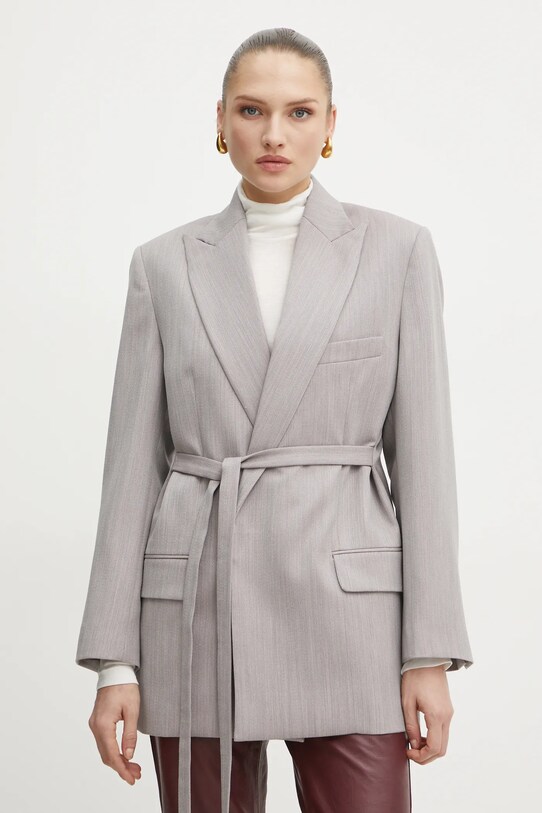 Vlnené sako Victoria Beckham 1125WJK006092A sivá SS25