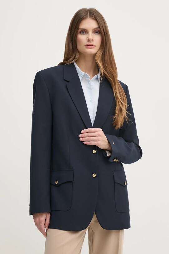 Піджак з домішкою вовни Tommy Hilfiger з підкладкою темно-синій WW0WW43786