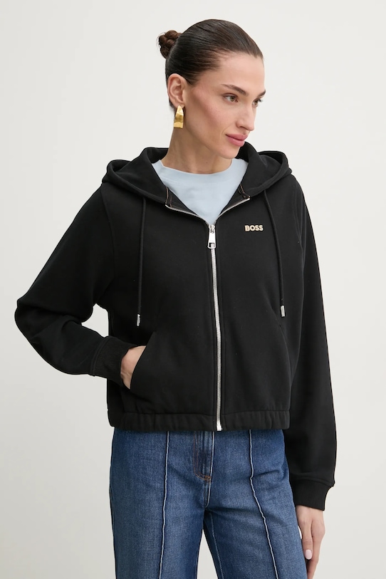 Βαμβακερή μπλούζα BOSS Orange μαύρο 50531834