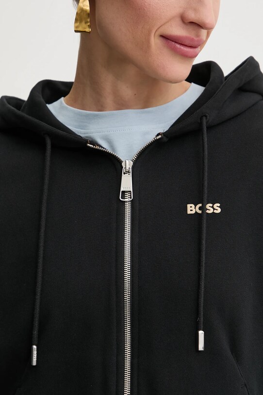 Βαμβακερή μπλούζα BOSS Orange 50531834 μαύρο