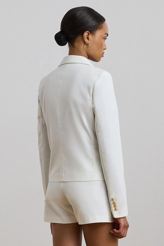 Bavlnené sako Lauren Ralph Lauren 200957205 biela SS25