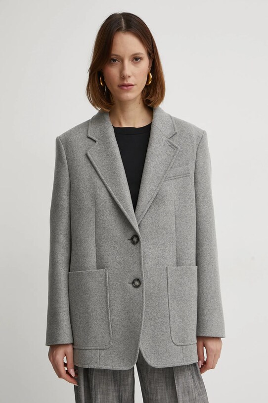 BOSS geaca de lana uni gri 50530891