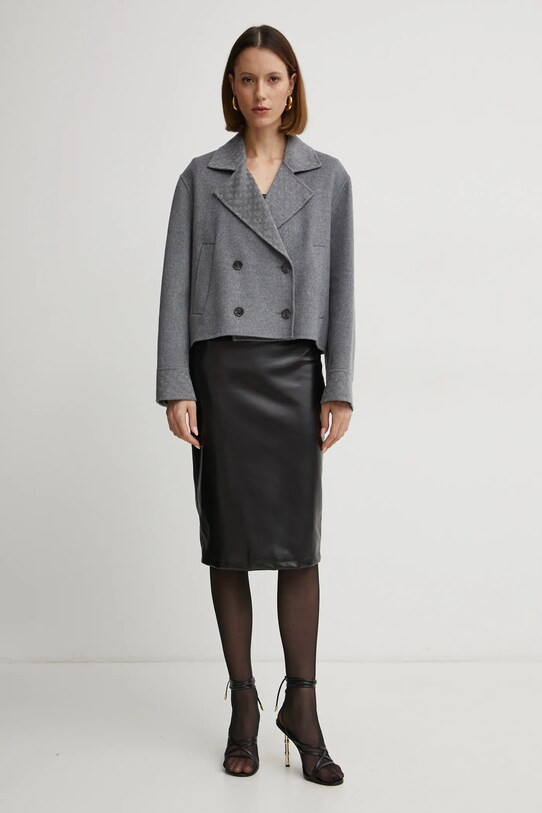 BOSS płaszcz wełniany 50531742 szary SS25