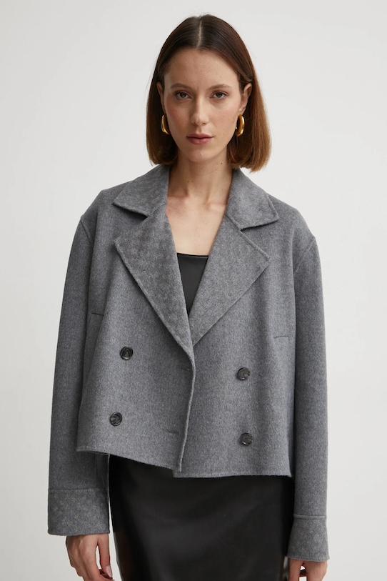 BOSS płaszcz wełniany szary 50531742