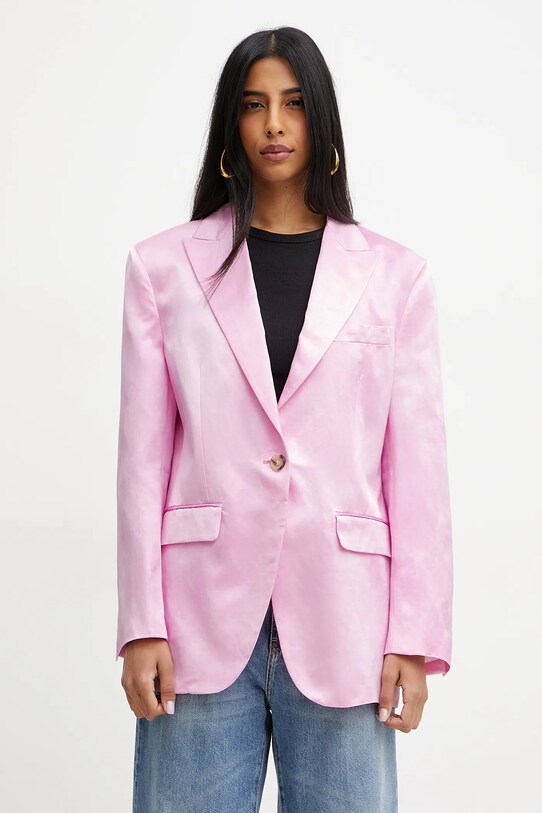 Pinko blazer din amestec de in cu captuseala roz 104716.A2BP
