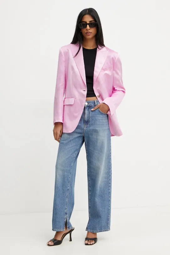 Pinko marynarka z domieszką lnu 104716.A2BP różowy SS25