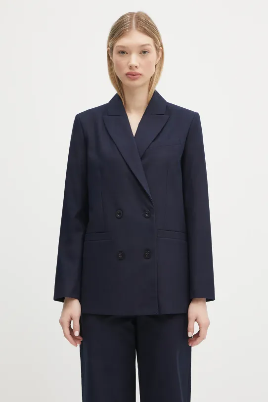 Pamučni sako A.P.C. veste lucy dvoredni mornarsko plava COHFU.F03212