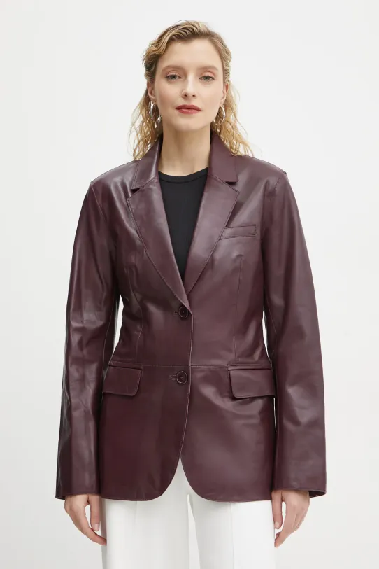 Stand Studio sacou de piele Mina cu captuseala burgundia 66391.7850