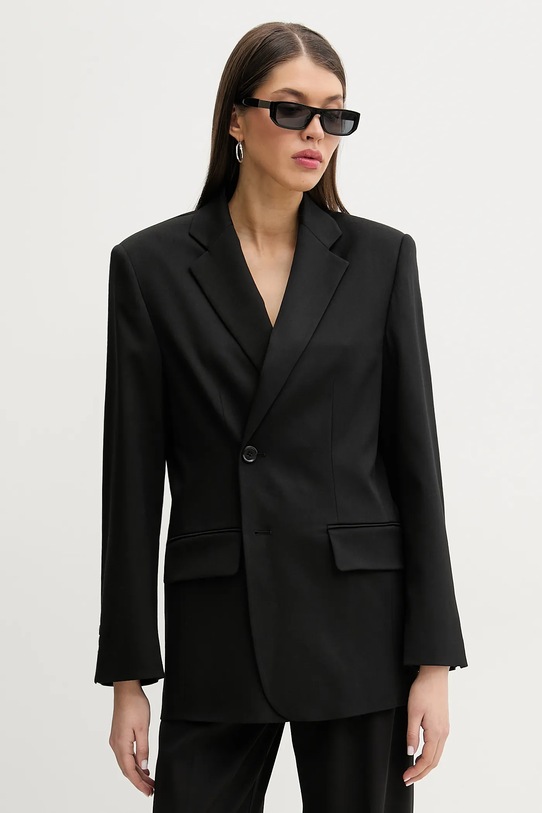 Сако с вълна MM6 Maison Margiela с вълна черен S52BN0136.M35153