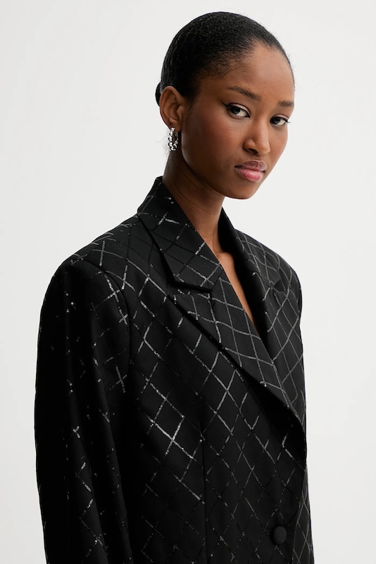 Rotate marynarka z domieszką wełny Oversized Sequins Blazer czarny 113325100