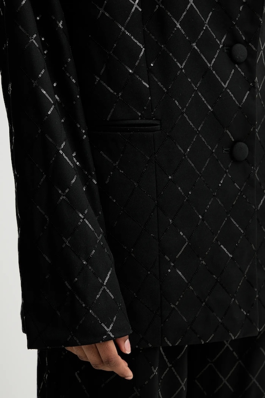 Rotate marynarka z domieszką wełny Oversized Sequins Blazer 113325100 czarny