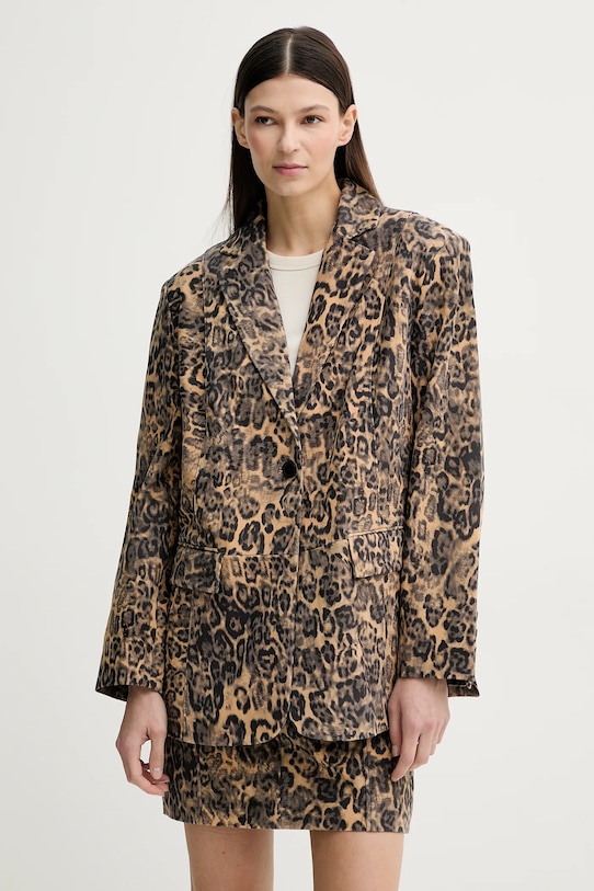 Gestuz marynarka skórzana skóra naturalna brązowy 10909938