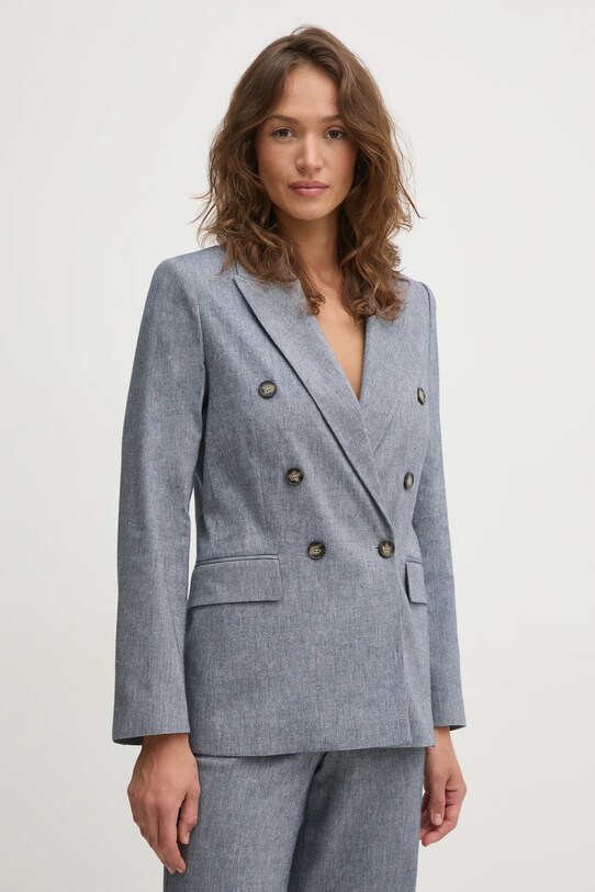 OUI giacca in lino misto melange blu 91870