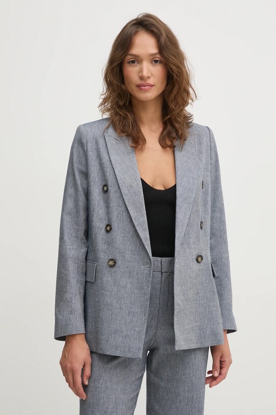 OUI giacca in lino misto blu 91870