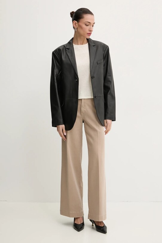 Кожаный пиджак MICHAEL Michael Kors MF41098FAF чёрный SS25