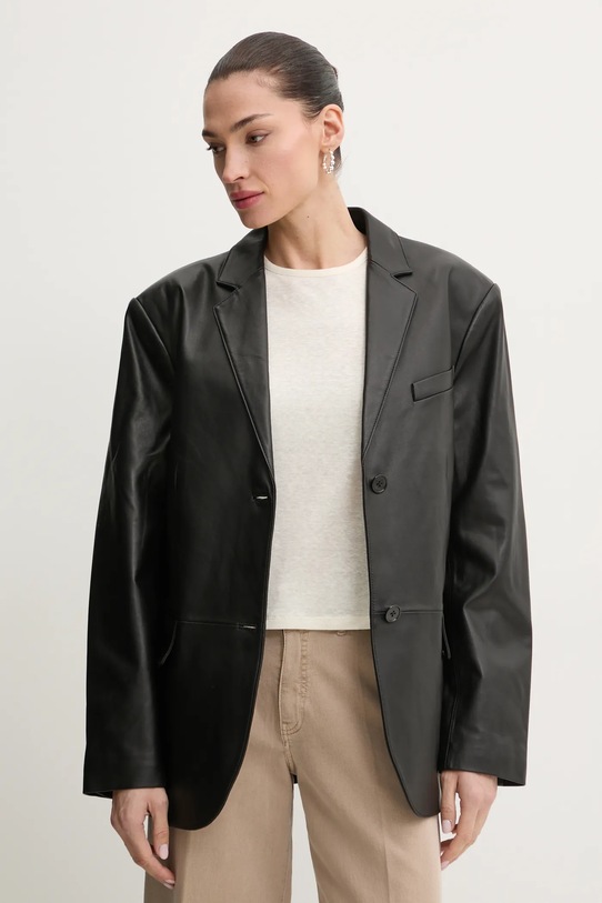 Кожаный пиджак MICHAEL Michael Kors чёрный MF41098FAF