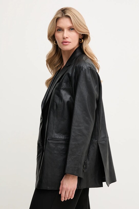 Kožená bunda Weekend Max Mara čierna 2515441031600