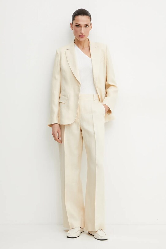 Weekend Max Mara marynarka lniana 2515041012600 beżowy SS25