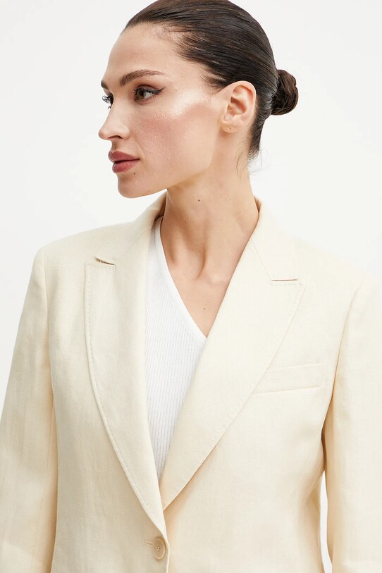 Weekend Max Mara marynarka lniana beżowy 2515041012600