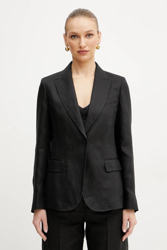 Ľanové sako Weekend Max Mara látka čierna 2515041012600
