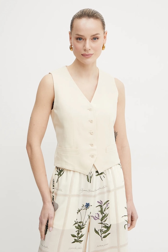 Vesta s prímesou ľanu Weekend Max Mara látka béžová 2515151012600