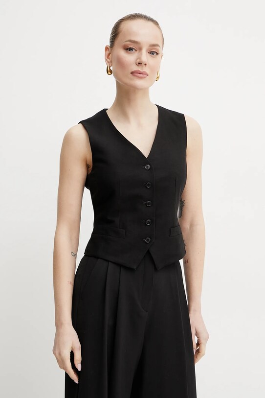 Weekend Max Mara vestă cu amestec de in cu captuseala negru 2515151012600