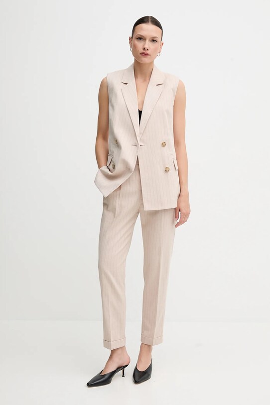 Γιλέκο με λινό μείγμα United Colors of Benetton 29KBDJ00W μπεζ SS25