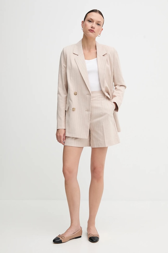 United Colors of Benetton marynarka z domieszką lnu 29KBDW033 beżowy SS25