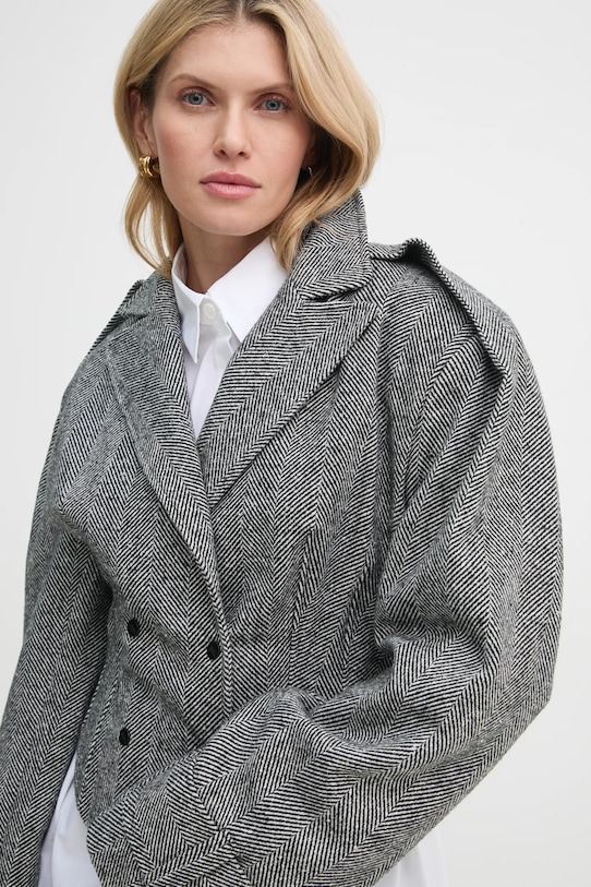 Vlnené sako MMC STUDIO látka sivá SEKA