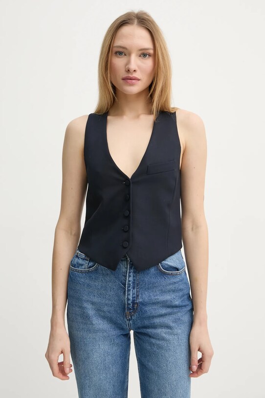 Шерстяной жилет ZADIG&VOLTAIRE с подкладкой тёмно-синий WWBL01913.404