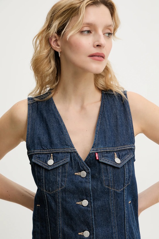 Levi's vestă din denim LOOSE VEST H125 bleumarin 001T9
