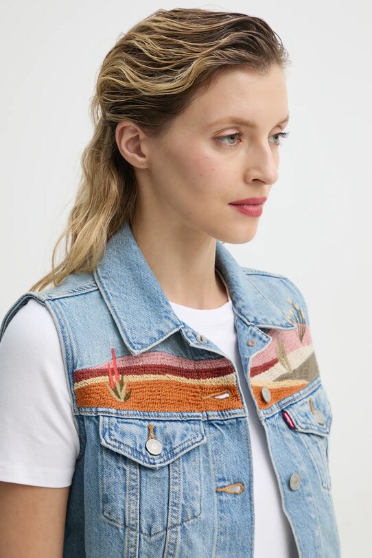 Levi's bezrękawnik EMBROIDERED XS VEST niebieski 002A7