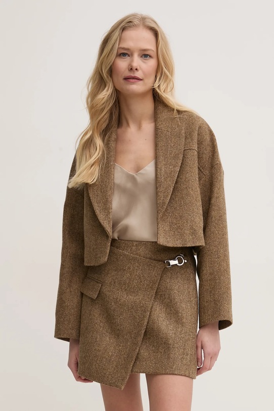 BA&SH marynarka wełniana CAMALA tkanina brązowy 1E25CAMA