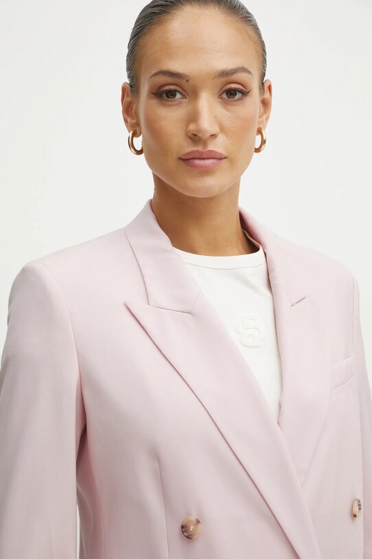 Μάλλινο σακάκι BOSS ροζ 50537509
