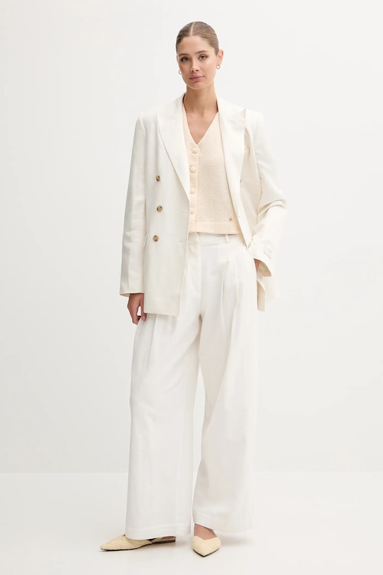 Ľanové sako Calvin Klein LV044B404G béžová SS25