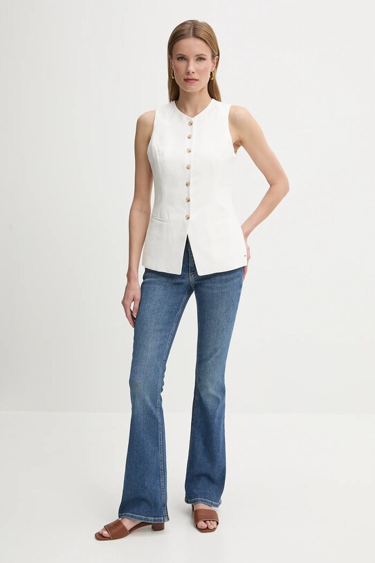 Елек с лен Tommy Hilfiger WW0WW44752 бежов SS25