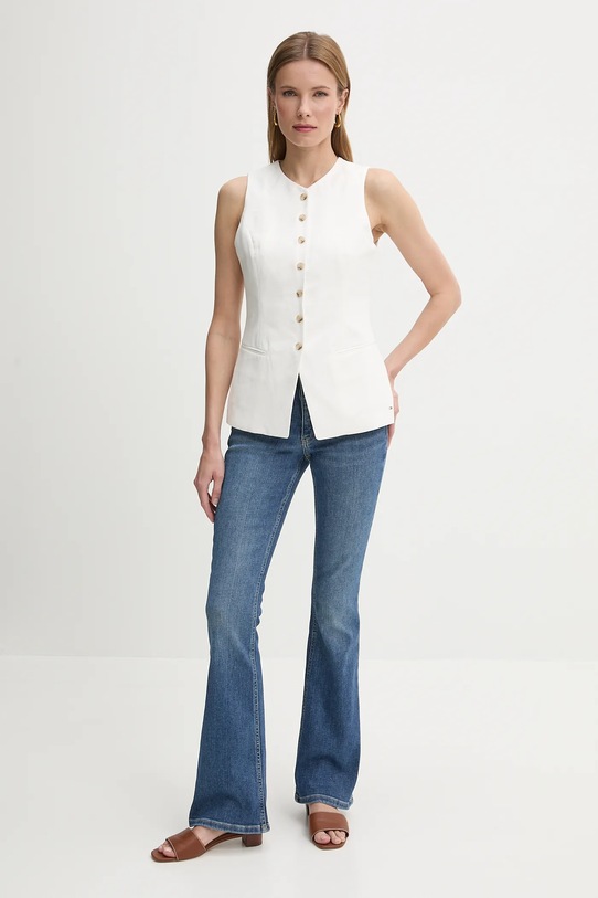 Жилетка з домішкою льону Tommy Hilfiger WW0WW44752 бежевий SS25