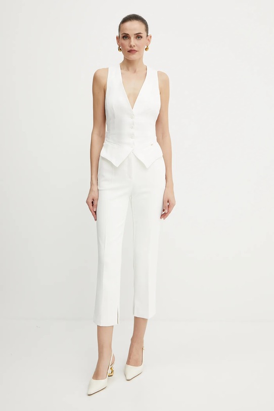 Elisabetta Franchi kamizelka lniana GL00552E2 biały SS25