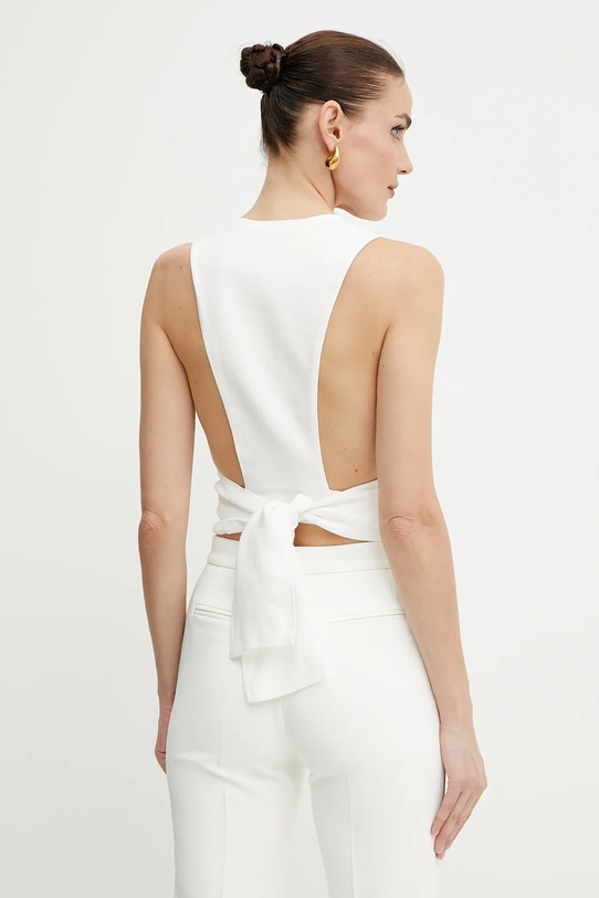 Odzież Elisabetta Franchi kamizelka lniana GL00552E2 biały