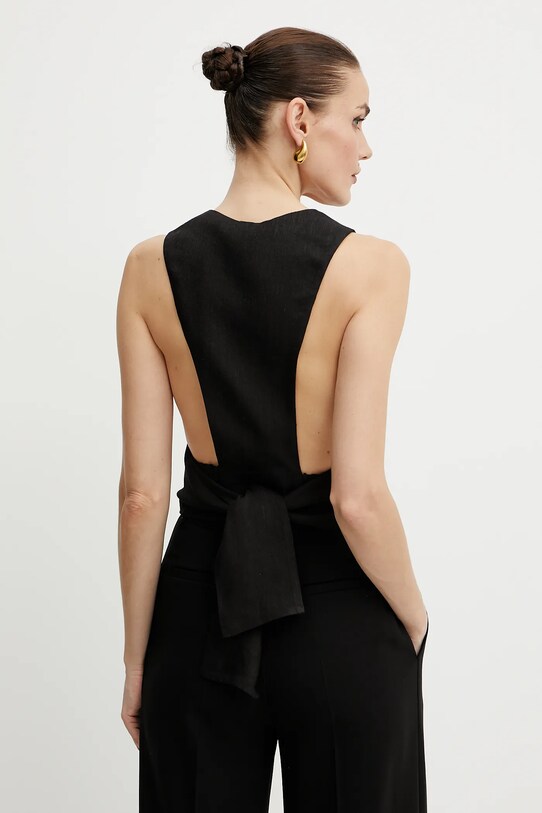 Одежда Льняной жилет Elisabetta Franchi GL00552E2 чёрный