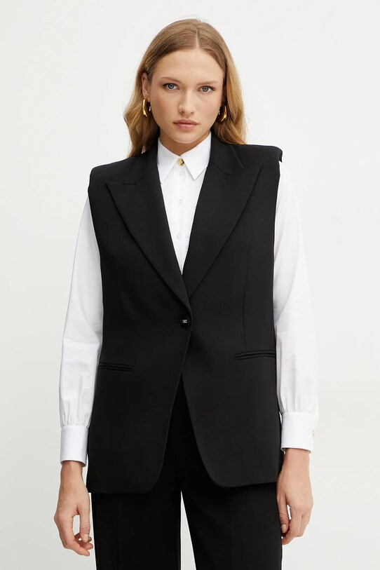 Жилетка з домішкою вовни Elisabetta Franchi з підкладкою чорний GI15452E2