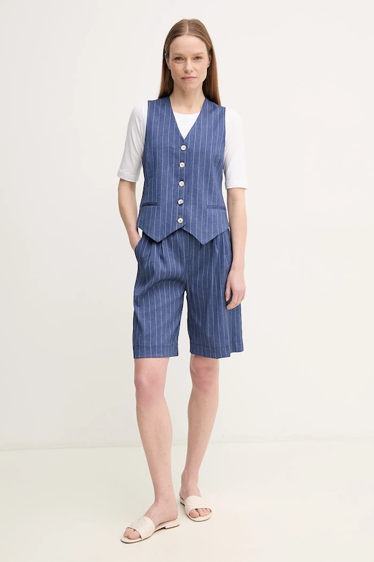 La Petite Française vestă cu amestec de in GWEN PFGWEN bleumarin SS25