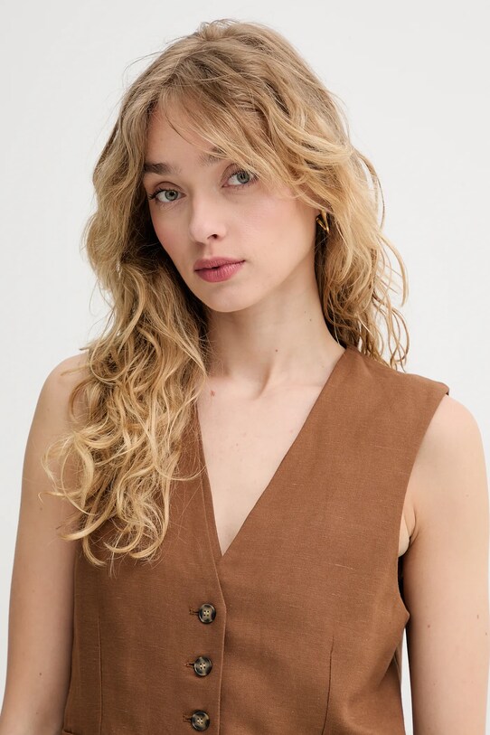 Herskind vestă cu amestec de in Double maro 5505840