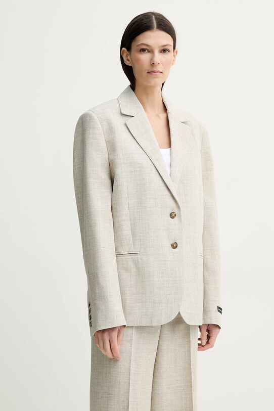 Пиджак с примесью льна Herskind Matteo мелкий узор бежевый 5543188